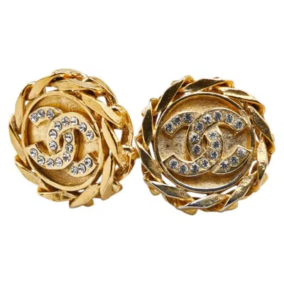 Pre-owned Chanel Coco Mark Round Earrings In Gold