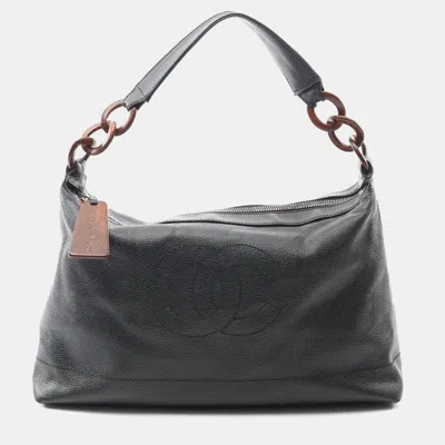 Pre-owned Chanel Coco Mark Shoulder Bag Calfskin Leather Black Shw