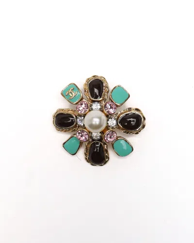 Pre-owned Chanel Coco Mark Star Brooch In Multi