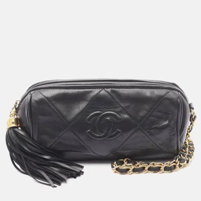 Pre-owned Chanel Coco Mark Stitch Black Lamb Leather Chain Shoulder Bag Ghw