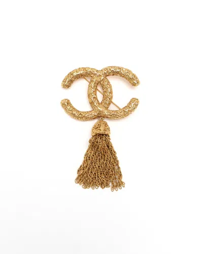 Chanel Coco Mark Tassel Brooch In Gold