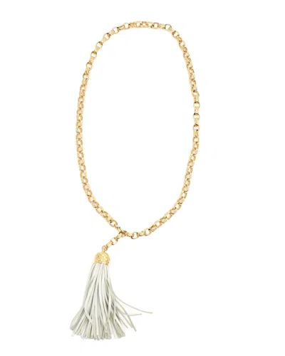Pre-owned Chanel Coco Mark Tassel Chain Belt, Size 80 In Gold