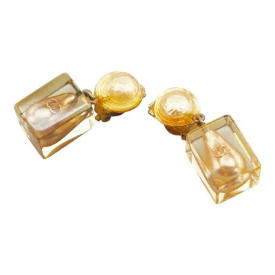 Pre-owned Chanel Coco Mark Teardrop Earrings In Gold