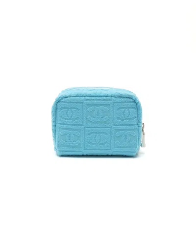 Chanel Coco Mark Terry Pouch In Blue