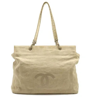 Pre-owned Chanel Coco Mark Tote Bag Cotton Beige