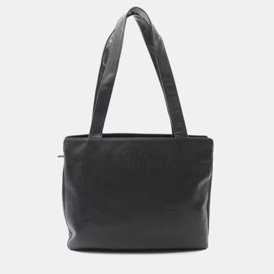 Pre-owned Chanel Coco Mark Tote Shoulder Bag Calfskin Leather Black