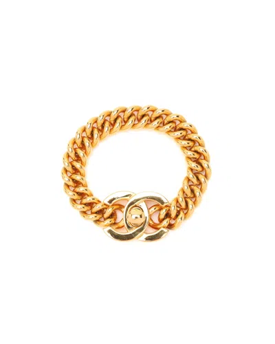 Pre-owned Chanel Coco Mark Turn Lock Bracelet In Yellow