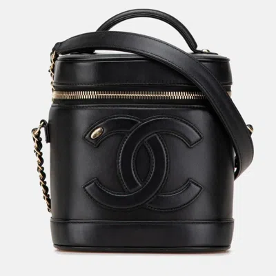 Pre-owned Chanel Coco Mark Vanity Bag Handbag Shoulder Black Lambskin