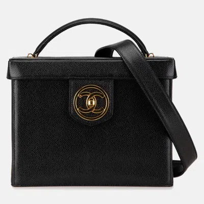Pre-owned Chanel Coco Mark Vanity Bag Shoulder 2-way Black Caviar Skin