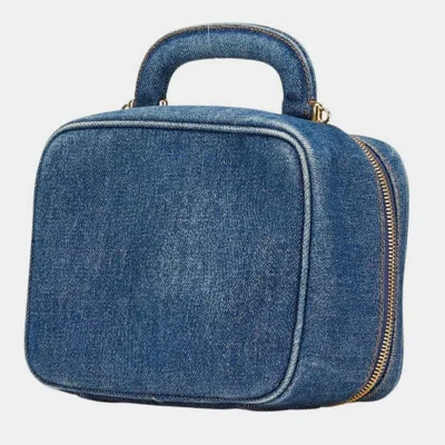 Pre-owned Chanel Coco Mark Vanity Bag Shoulder 2-way Indigo Blue Denim
