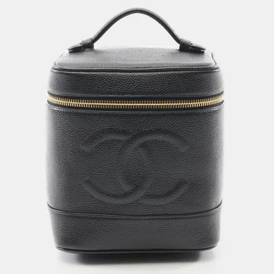 Pre-owned Chanel Coco Mark Vanity Handbag Calfskin Black Cc