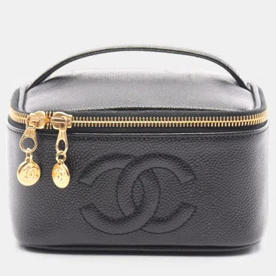 Pre-owned Chanel Coco Mark Vanity Handbag Calfskin Black Ghw