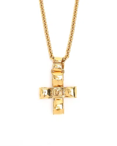 Pre-owned Chanel Coco Mark Vintage Necklace In Gold