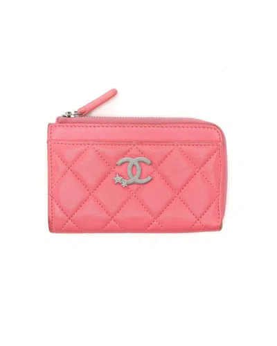 Pre-owned Chanel Coco Mark Wallet In Pink