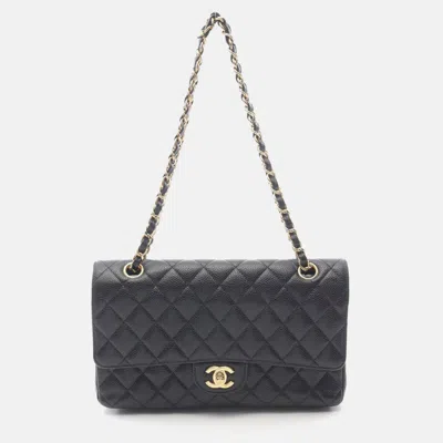 Pre-owned Chanel Coco Matelasse Black Calfskin W Flap Chain Shoulder Bag Ghw