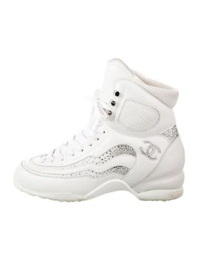 Pre-owned Chanel Coco Neige Wedge Sneakers In White