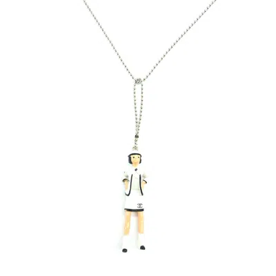 Pre-owned Chanel Coco Pendant Necklace In Silver