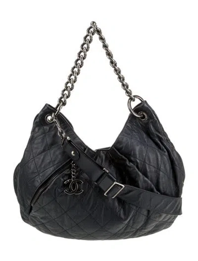Pre-owned Chanel Coco Pleats Hobo In Blue