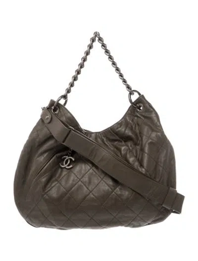 Pre-owned Chanel Coco Pleats Hobo In Brown