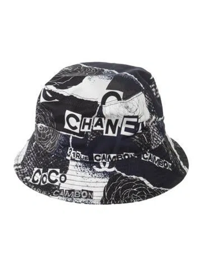 Pre-owned Chanel Coco Print Bucket Hat In Black