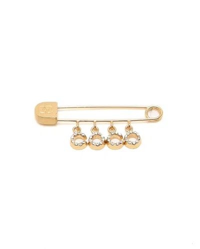 Chanel Coco Rhinestone Pin Brooch In Gold