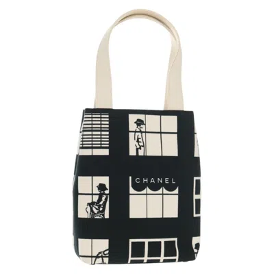 Pre-owned Chanel Coco Window Tote Printed Canvas Canvas Bag () In Black