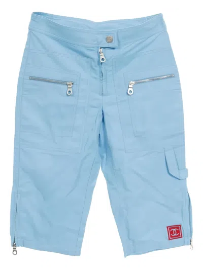 Pre-owned Chanel Coco Zip Shorts In Blue