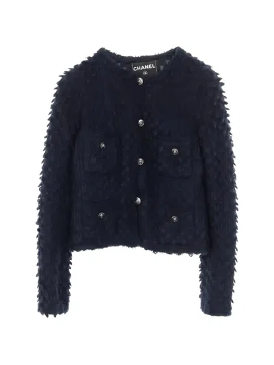 Pre-owned Chanel Cocomark-button Jacket In Blue