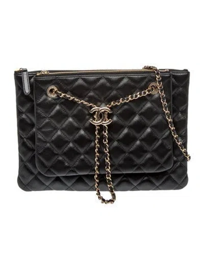 Pre-owned Chanel Cocomotive Clutch With/ Chain In Black