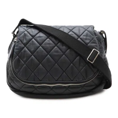 Pre-owned Chanel Cocoon Matelasse Nylon Leather Shoulder Bag In Black