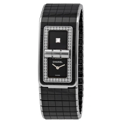 Pre-owned Chanel Code Coco Black Diamond Dial Steel And Ceramic Ladies Watch H5148