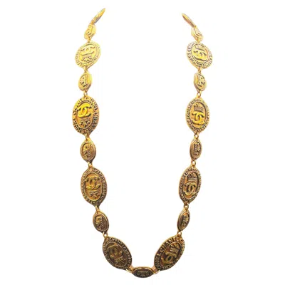 Pre-owned Chanel Coin Crown Sautoir Necklace 1980 Paris In Multi