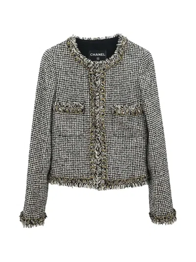 Pre-owned Chanel Collarless Tweed Jacket In Black