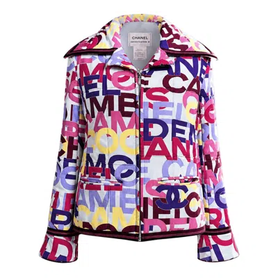 Pre-owned Chanel Collectors Cc Logo Vintage Puffer Jacket 40 Fr In Gray