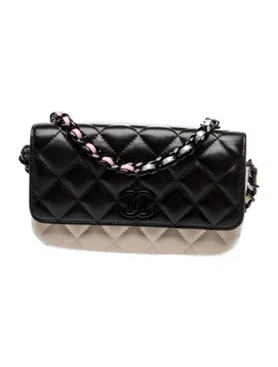 Pre-owned Chanel Color Burst Clutch W/ Chain In Black