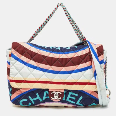 Pre-owned Chanel Color Printed Fabric Cc Flap Bag In Multi