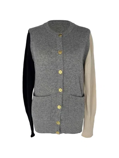 Pre-owned Chanel Colorblock Pockets Cardigan In 灰色