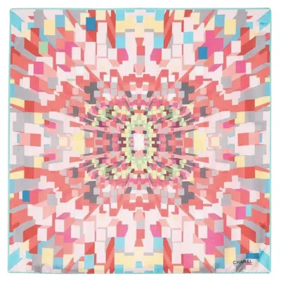 Pre-owned Chanel Colorful Silk Scarf In Sand