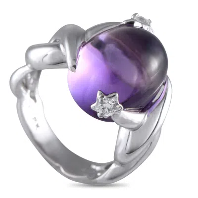 Pre-owned Chanel Comete 18k White Gold Diamond And Amethyst Ring Ch26-051525 In Purple