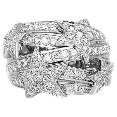 Pre-owned Chanel Comete Diamond Star Dome Ring In Multi