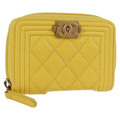 Pre-owned Chanel Compact Boy Wallet Caviar Leather Wallets Accessory () In Gold