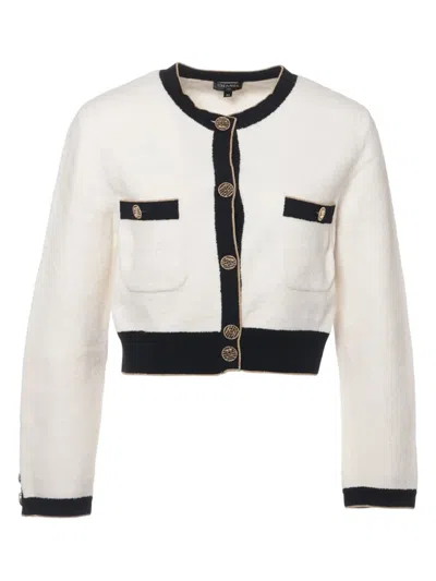 Pre-owned Chanel Contrasting-trim Cardigan In White