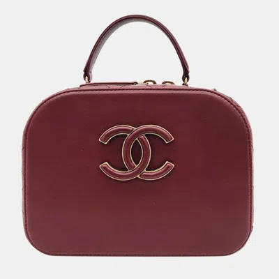 Pre-owned Chanel Cosmetic Tote/shoulder Bag In Burgundy
