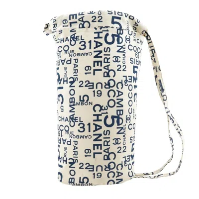 Pre-owned Chanel Cotton Beach Bag Shoulder Bag () In White