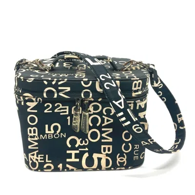 Pre-owned Chanel Cotton Canvas Handbag Shoulder Bag Vanity Bag () In Black