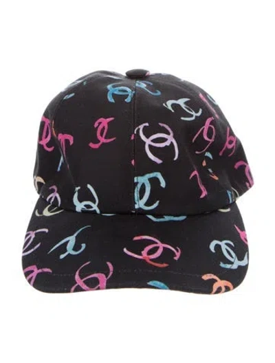 Pre-owned Chanel Cotton Cc Baseball Cap In Black