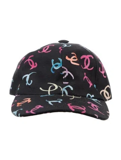Pre-owned Chanel Cotton Cc Baseball Cap In Black