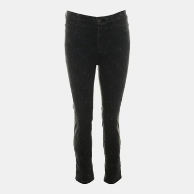 Pre-owned Chanel Cotton Dark Grey Printed Jeans Fr 38 In Gray
