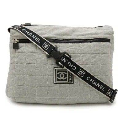 Pre-owned Chanel Cotton Jersey Shoulder Bag () In Gray
