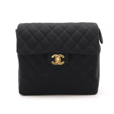 Pre-owned Chanel Cotton Leather Backpack () In Black